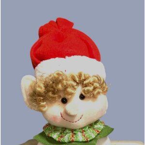 Plush Elf Doll With Curly Hair and Festive Outfit